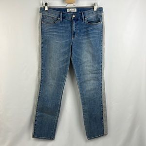 EUC Madewell 1937 skinny skinny crop jeans. Blue/white striped sides sz 30
